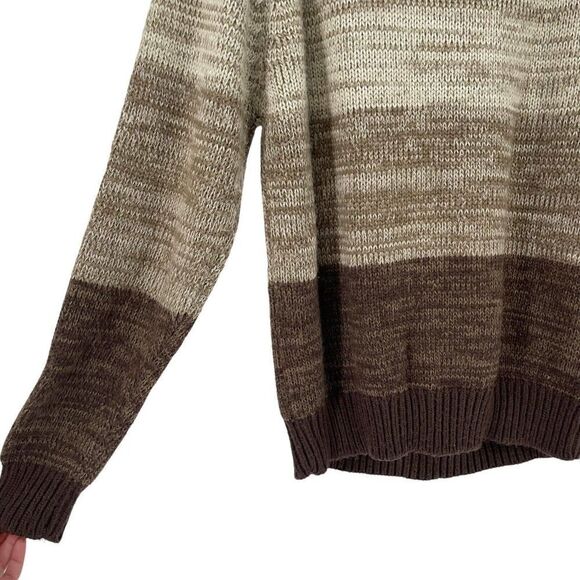Vintage 90s Sweater Brown Ombre Stripe Womens Size Large Crew Neck Cartwell Top - Picture 3 of 6